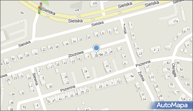 Olsztyn, Zbożowa, 1g, mapa Olsztyna