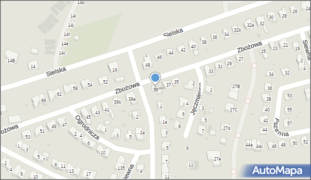 Olsztyn, Zbożowa, 39, mapa Olsztyna