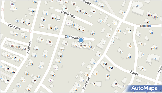 Olsztyn, Zbożowa, 67, mapa Olsztyna