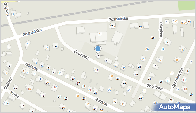 Pobiedziska, Zbożowa, 3, mapa Pobiedziska