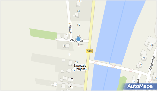 Porąbka, Zbożowa, 1, mapa Porąbka