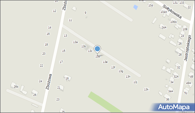 Radom, Zbożowa, 13d, mapa Radomia