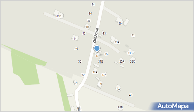 Radom, Zbożowa, 37, mapa Radomia