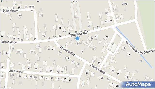 Radzyń Podlaski, Zbulitowska, 3, mapa Radzyń Podlaski