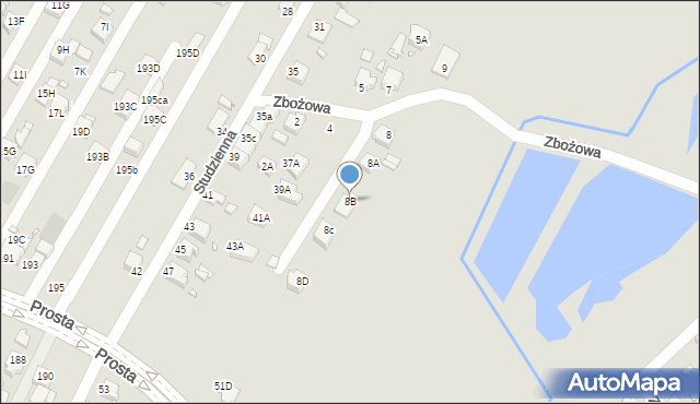 Rybnik, Zbożowa, 8B, mapa Rybnika