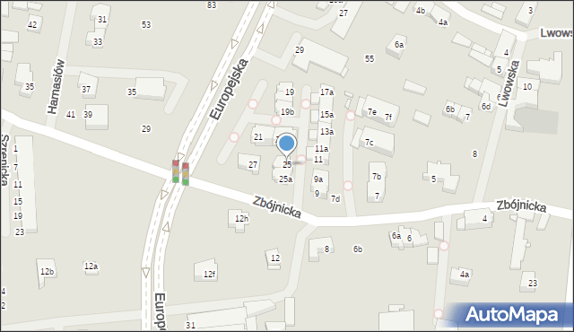 Szczecin, Zbójnicka, 25, mapa Szczecina