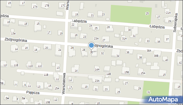 Warszawa, Zbójnogórska, 30, mapa Warszawy
