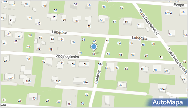 Warszawa, Zbójnogórska, 61, mapa Warszawy