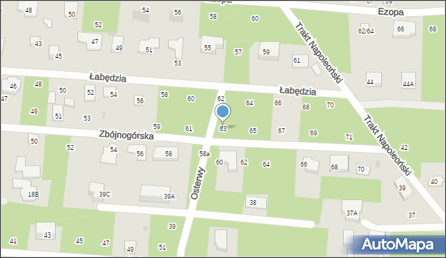 Warszawa, Zbójnogórska, 63, mapa Warszawy