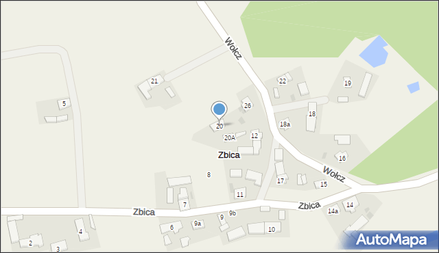 Zbica, Zbica, 20, mapa Zbica