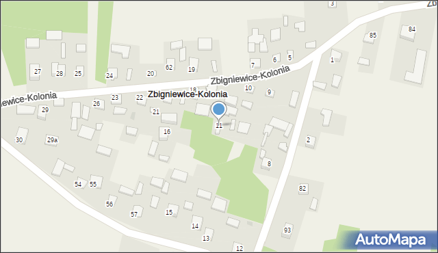 Zbigniewice-Kolonia, Zbigniewice-Kolonia, 11, mapa Zbigniewice-Kolonia