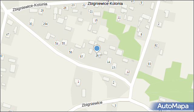 Zbigniewice-Kolonia, Zbigniewice-Kolonia, 15, mapa Zbigniewice-Kolonia