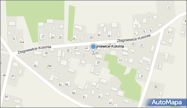 Zbigniewice-Kolonia, Zbigniewice-Kolonia, 21, mapa Zbigniewice-Kolonia