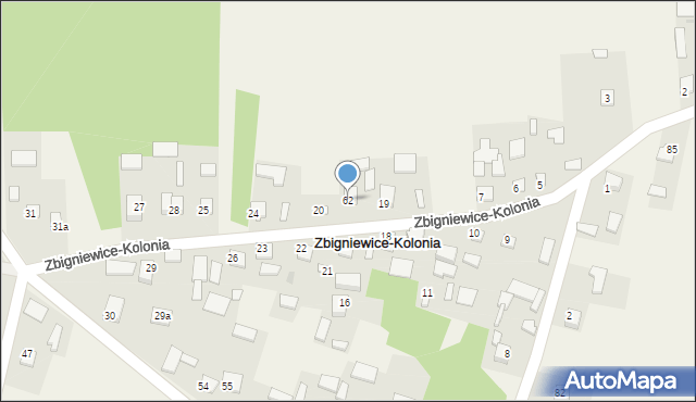 Zbigniewice-Kolonia, Zbigniewice-Kolonia, 62, mapa Zbigniewice-Kolonia