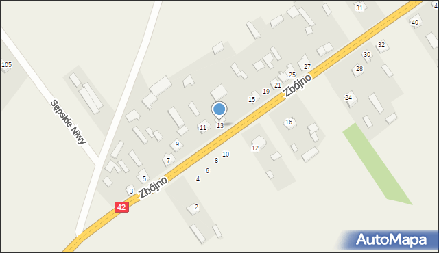 Zbójno, Zbójno, 13, mapa Zbójno