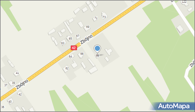 Zbójno, Zbójno, 68, mapa Zbójno