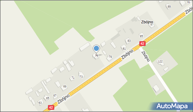 Zbójno, Zbójno, 75, mapa Zbójno