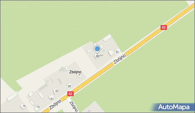 Zbójno, Zbójno, 89, mapa Zbójno