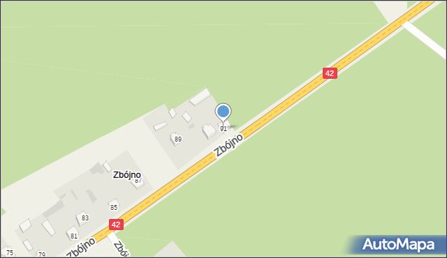 Zbójno, Zbójno, 91, mapa Zbójno