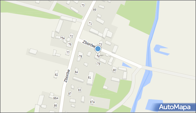 Zborów, Zborów, 74, mapa Zborów