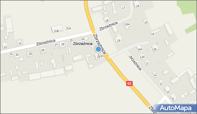 Zbrzeźnica, Zbrzeźnica, 23, mapa Zbrzeźnica