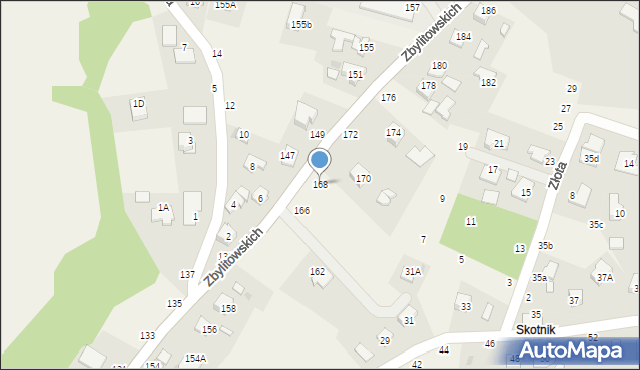 Zbylitowska Góra, Zbylitowskich, 168, mapa Zbylitowska Góra
