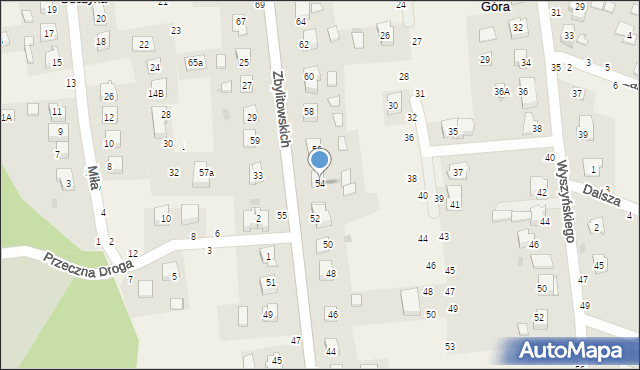 Zbylitowska Góra, Zbylitowskich, 54, mapa Zbylitowska Góra