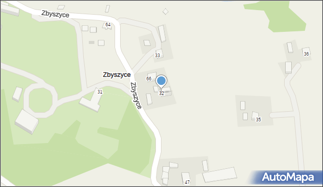 Zbyszyce, Zbyszyce, 32, mapa Zbyszyce