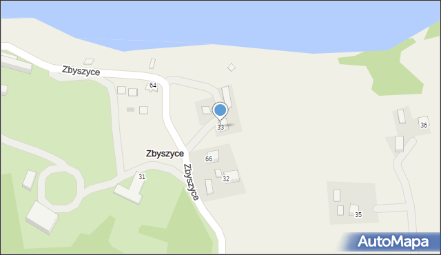 Zbyszyce, Zbyszyce, 33, mapa Zbyszyce