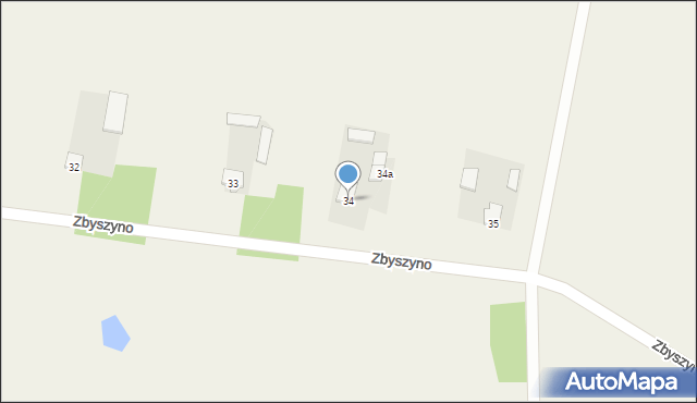 Zbyszyno, Zbyszyno, 34, mapa Zbyszyno