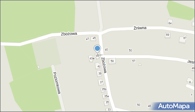 Żory, Zbożowa, 43, mapa Żor