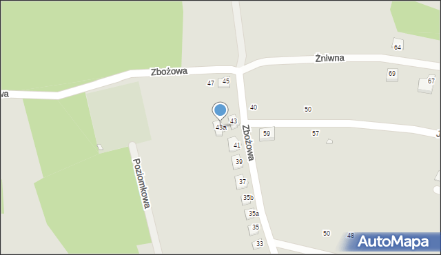 Żory, Zbożowa, 43a, mapa Żor