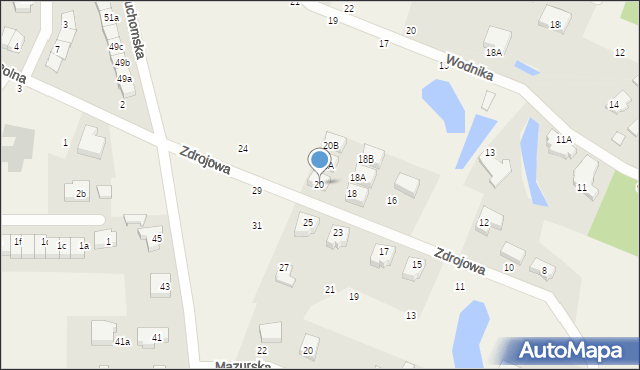 Banino, Zdrojowa, 20, mapa Banino