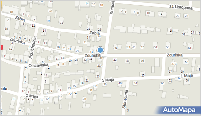 Chorzele, Zduńska, 38, mapa Chorzele