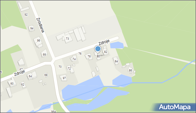 Czerwonak, Zdroje, 80, mapa Czerwonak