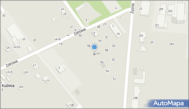 Częstochowa, Zdrowa, 5F, mapa Częstochowy