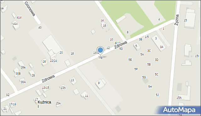 Częstochowa, Zdrowa, 7/9, mapa Częstochowy