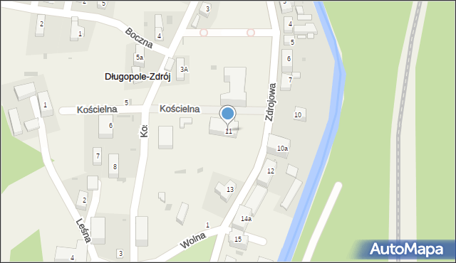 Długopole-Zdrój, Zdrojowa, 11, mapa Długopole-Zdrój