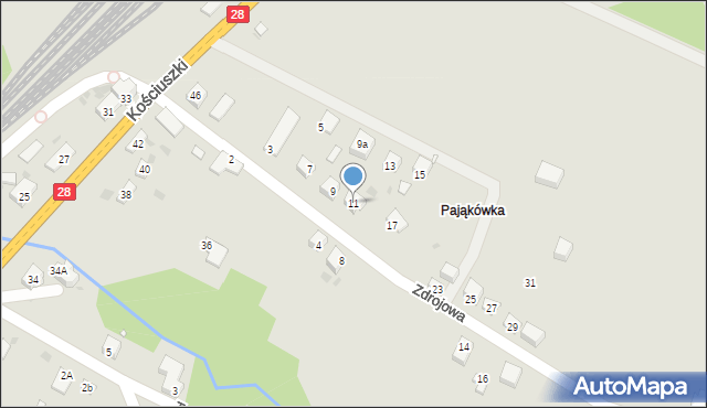 Grybów, Zdrojowa, 11, mapa Grybów