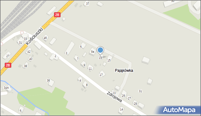 Grybów, Zdrojowa, 13, mapa Grybów