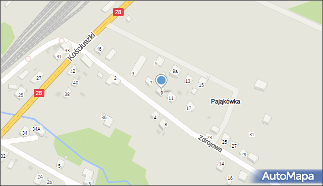 Grybów, Zdrojowa, 9, mapa Grybów