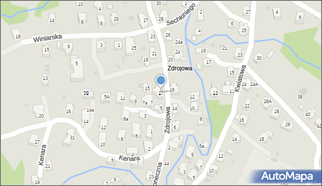 Iwonicz-Zdrój, Zdrojowa, 17, mapa Iwonicz-Zdrój