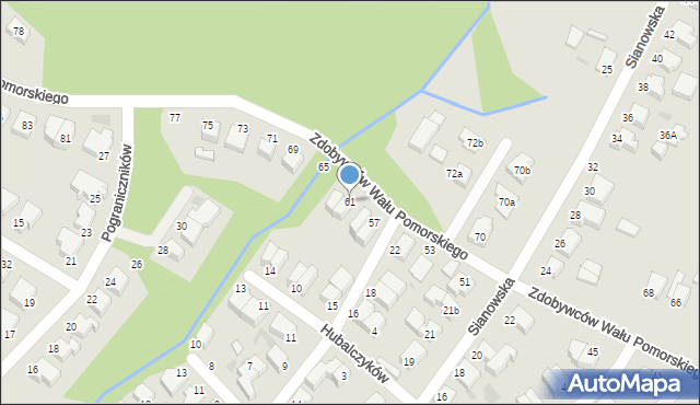 Koszalin, Zdobywców Wału Pomorskiego, 61, mapa Koszalina