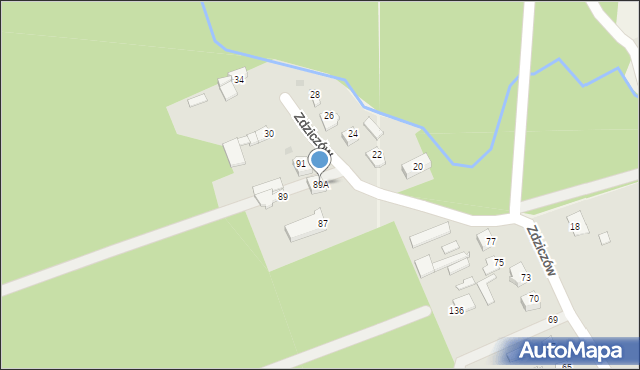 Kozienice, Zdziczów, 89A, mapa Kozienice