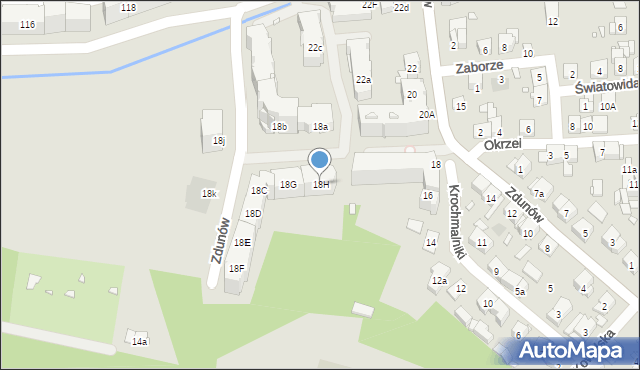 Kraków, Zdunów, 18H, mapa Krakowa