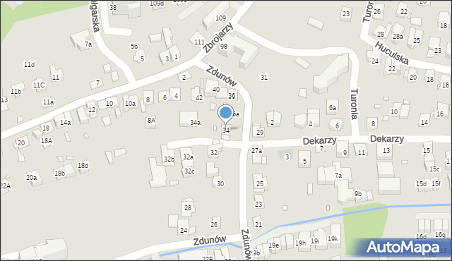 Kraków, Zdunów, 34, mapa Krakowa