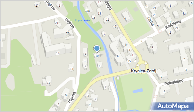 Krynica-Zdrój, Zdrojowa, 10, mapa Krynica-Zdrój