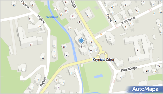 Krynica-Zdrój, Zdrojowa, 6, mapa Krynica-Zdrój