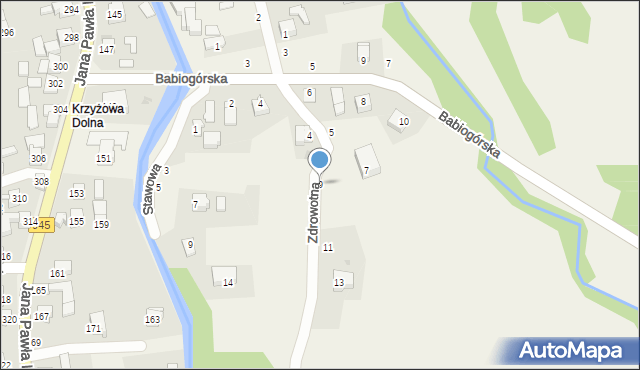 Krzyżowa, Zdrowotna, 9, mapa Krzyżowa