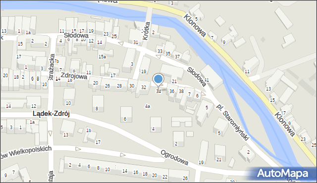 Lądek-Zdrój, Zdrojowa, 34, mapa Lądek-Zdrój